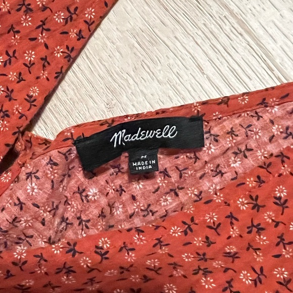 Madewell Tie-Back Peplum Long Sleeve Cropped Ditzy Floral Blouse Women’s Sz Med - Picture 8 of 10